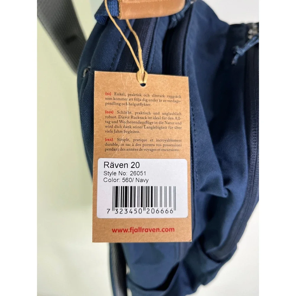 Fjallraven Backpack Raven 20L Navy Outdoorsy Commuter Scandi RuggedTravel